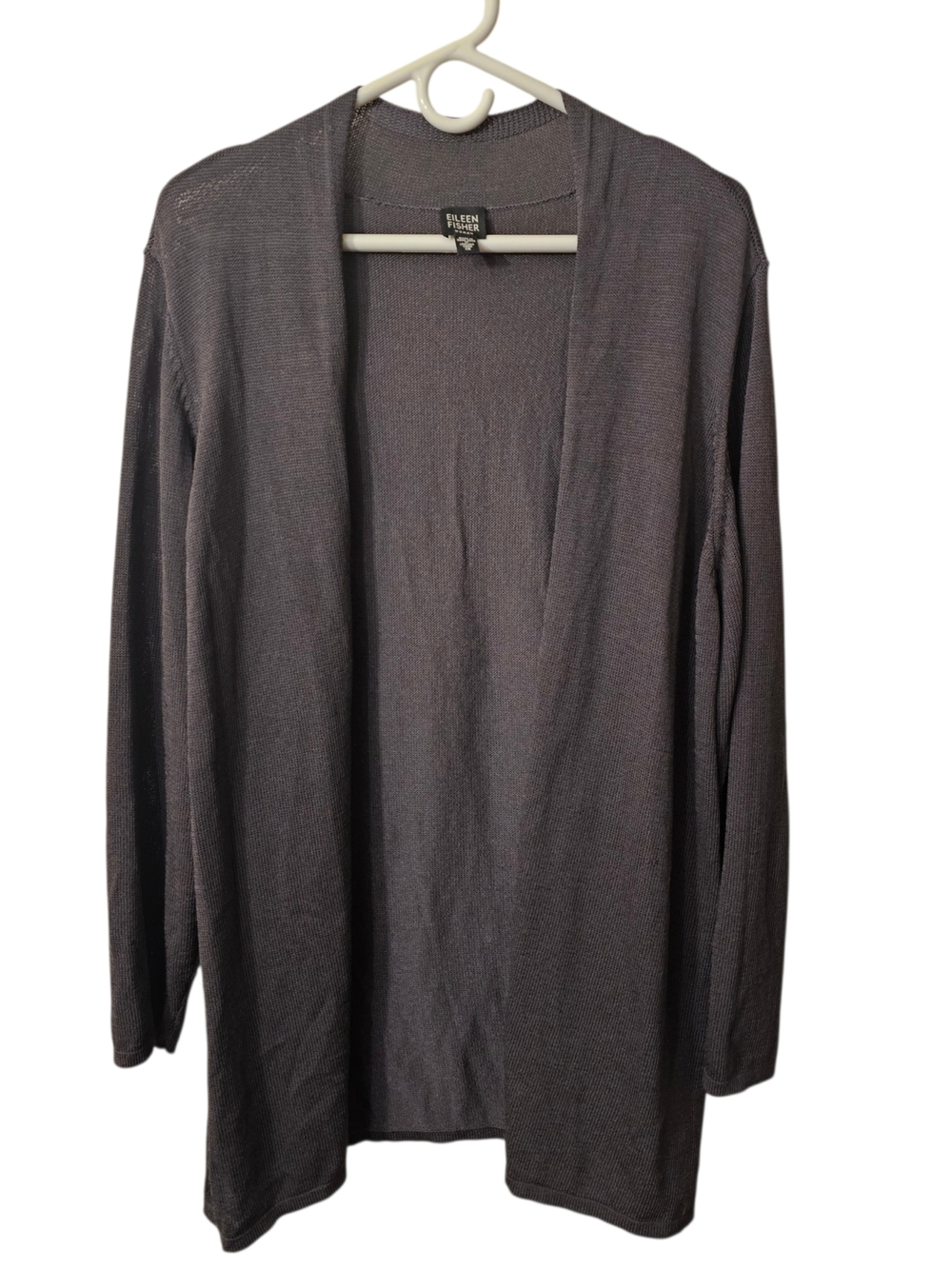Eileen Fisher Open-Front Lightweight Cardigan - Charcoal Gray